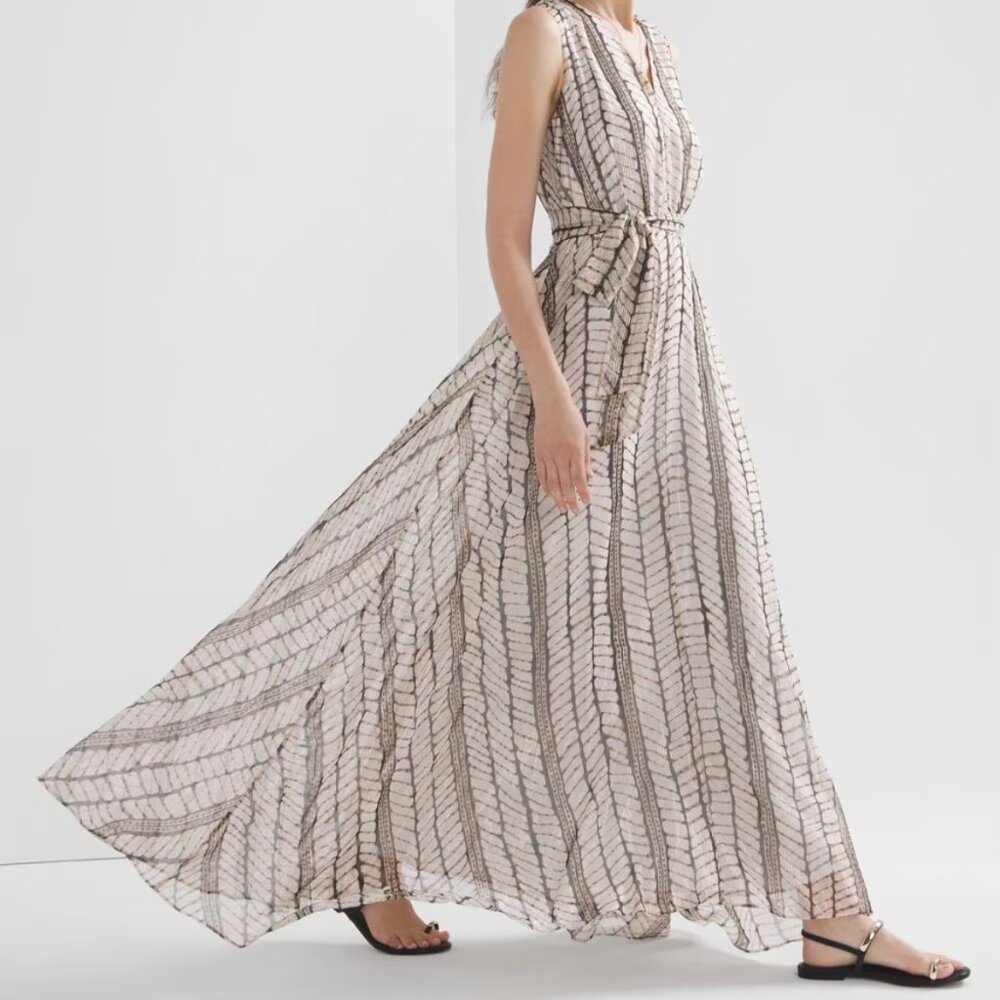 new WHITE HOUSE BLACK MARKET block chevron print maxi dress xs s - Picture 3 of 3